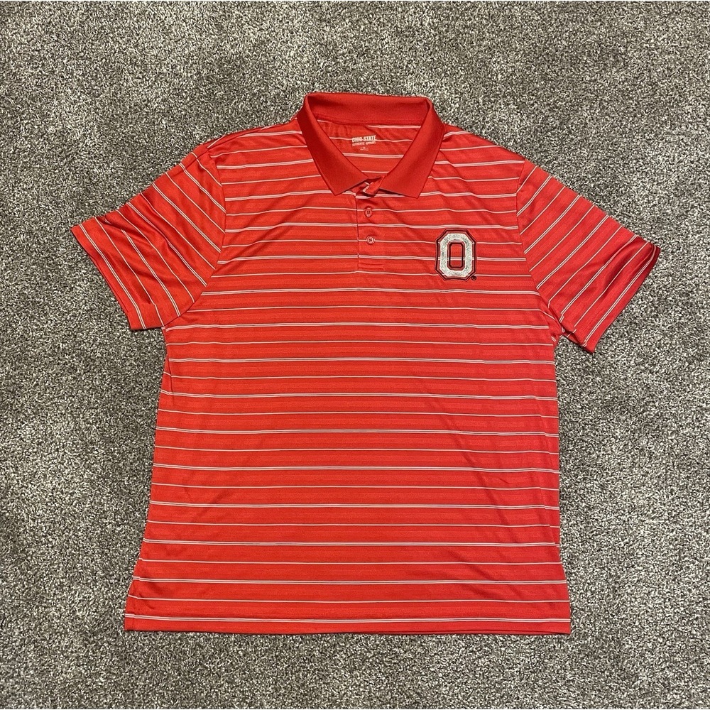 Ohio State Buckeyes Authentic Apparel Men's Polo XL Embroidered Logo Striped
